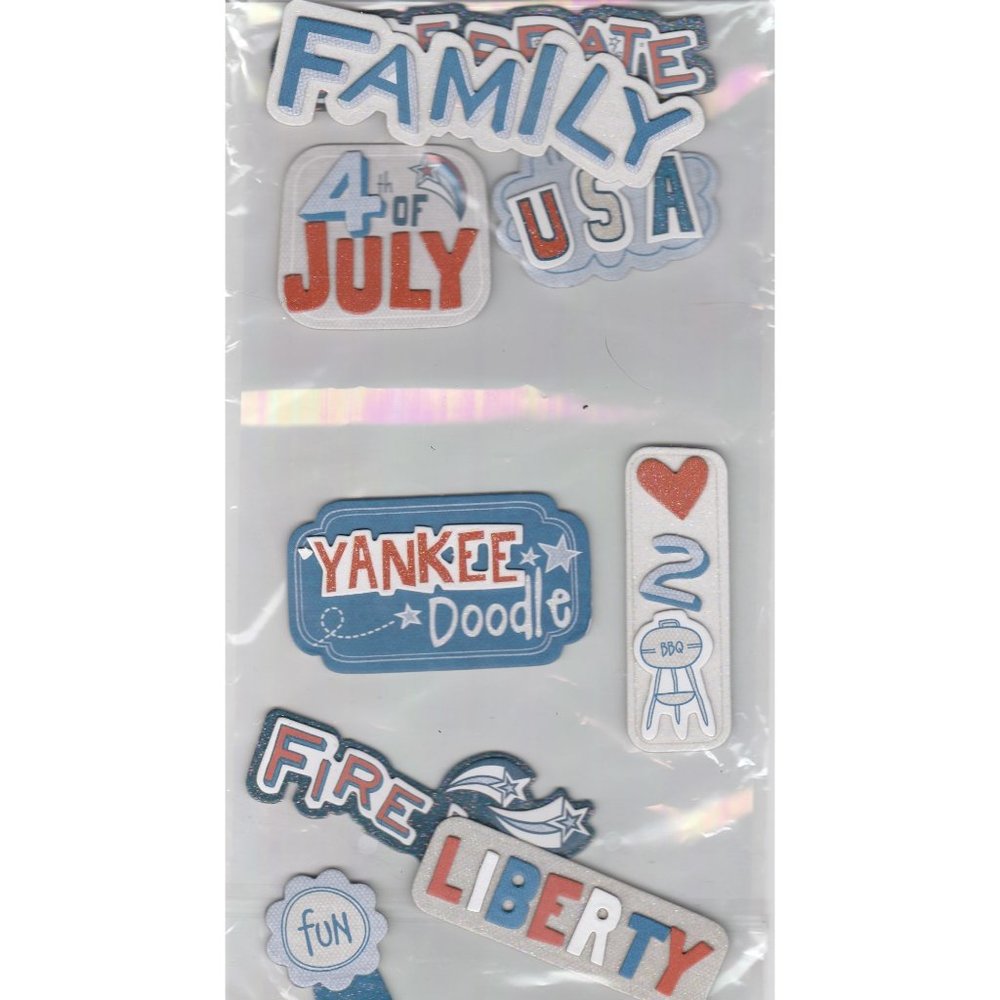 Yankee Doodles 4th of July Sticker Adhesive Layered Chipboard Memory Keepers
